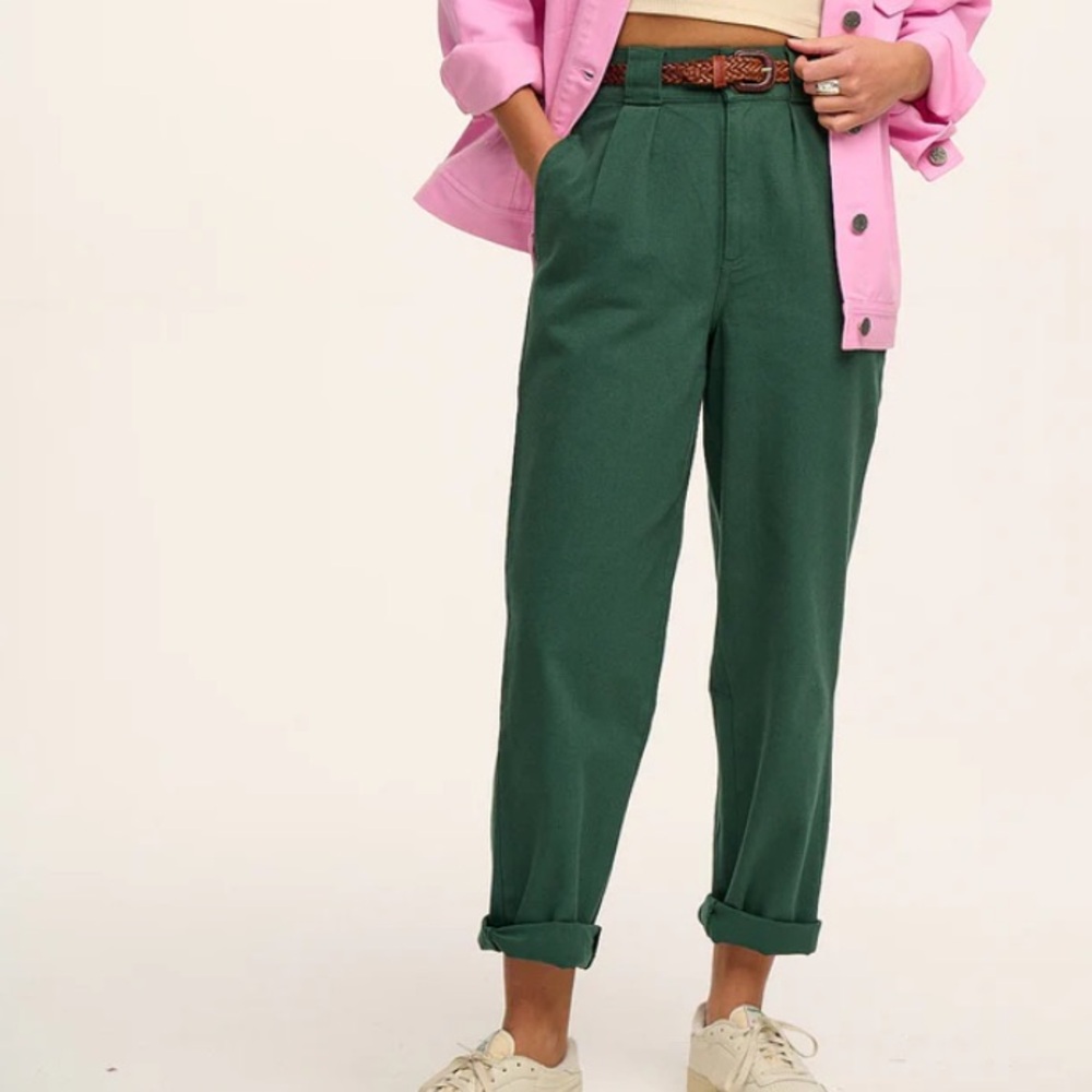 Lucy & Yak Addison tapered twill jean in posey green, new with tags | 26R